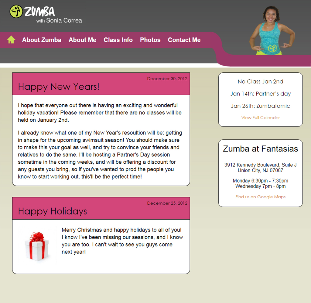 The site's homepage